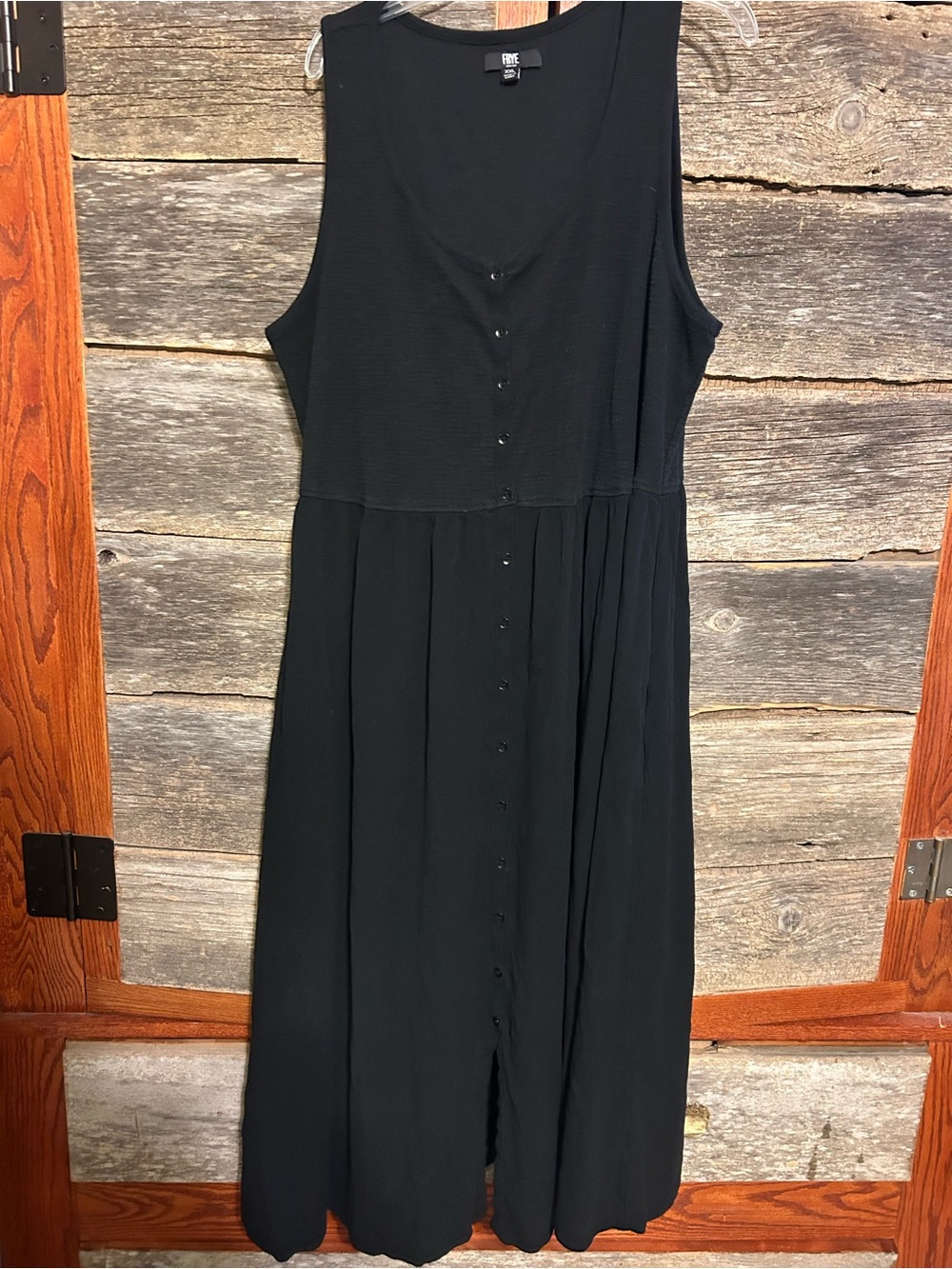 Frye Sleeveless Button-Front Midi Dress in Black Size XXL